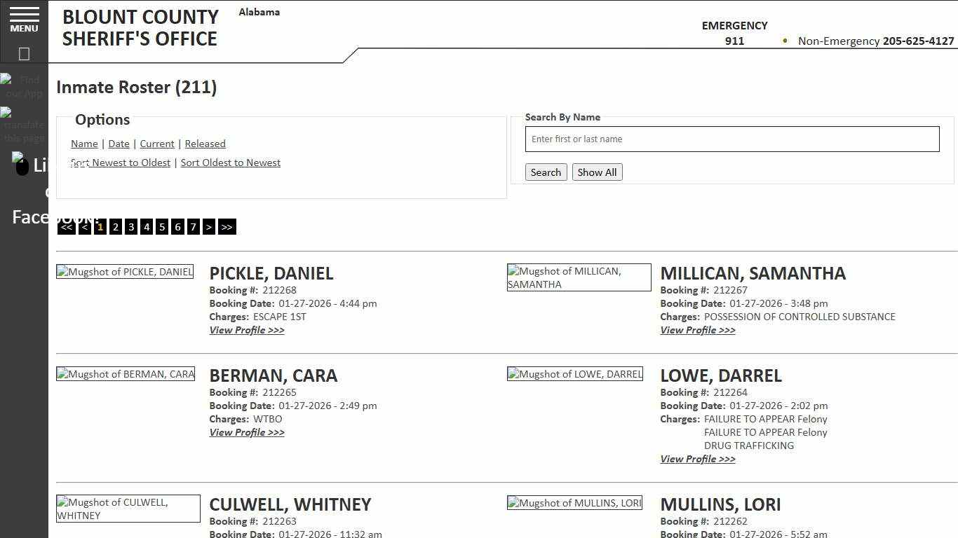 Inmate Roster - Current Inmates Booking Date Descending - Blount County Sheriff AL