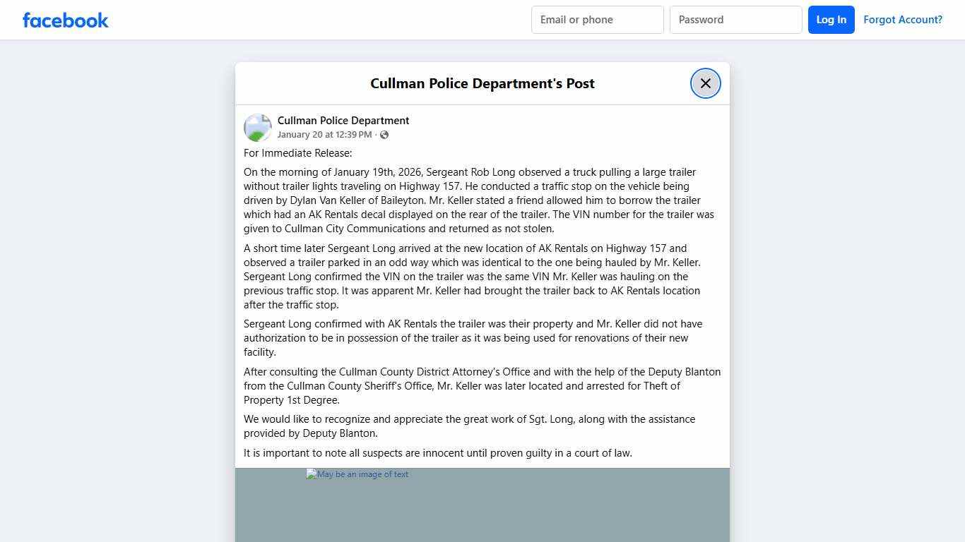 For Immediate Release: On the... - Cullman Police Department Facebook